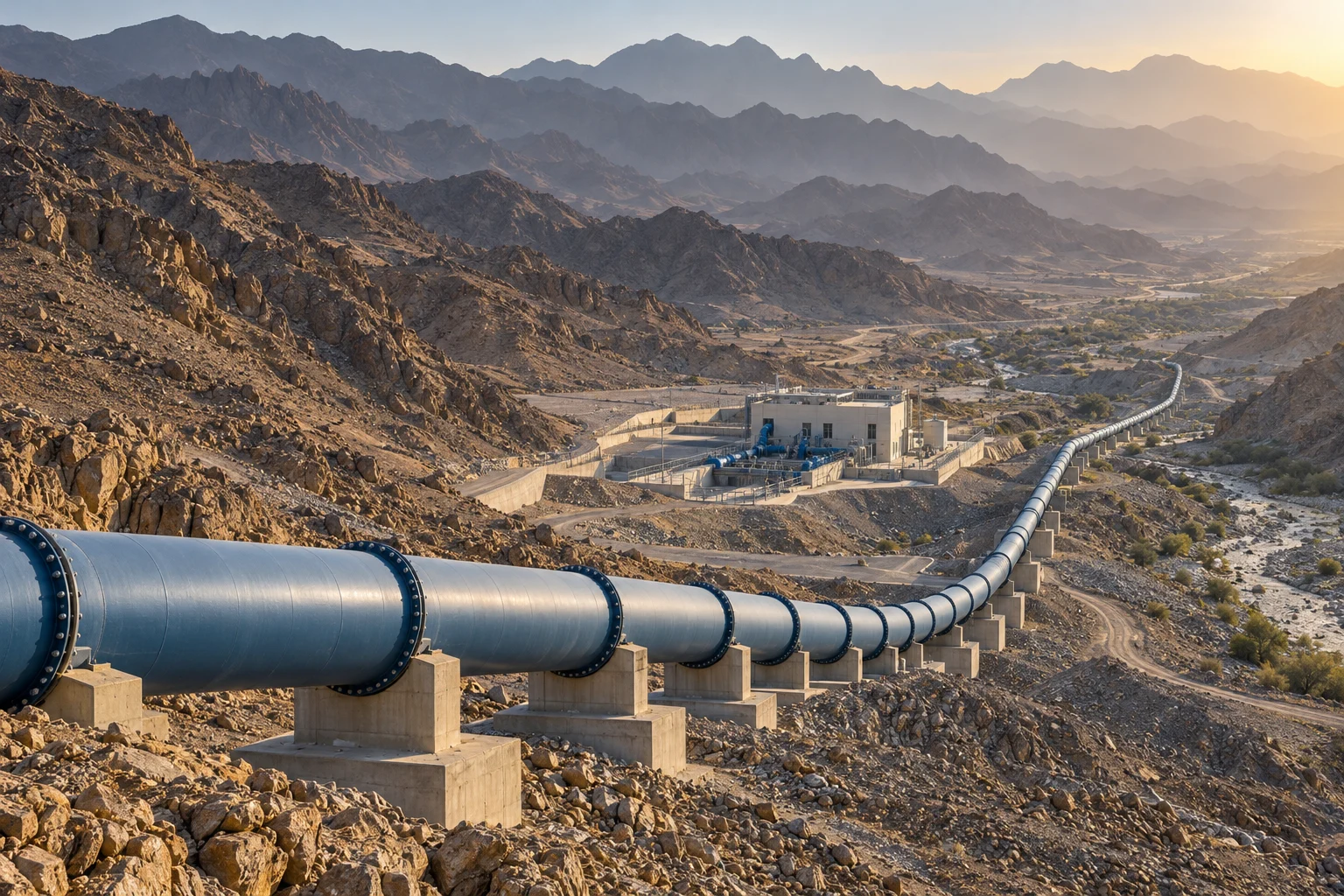 Illustrative infrastructure: Riyadh–Qassim · IWTP